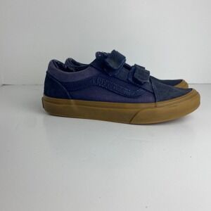Vans‎ Old Skool Sneakers Gum Bottoms Hook and Loop Navy Blue Kids Size